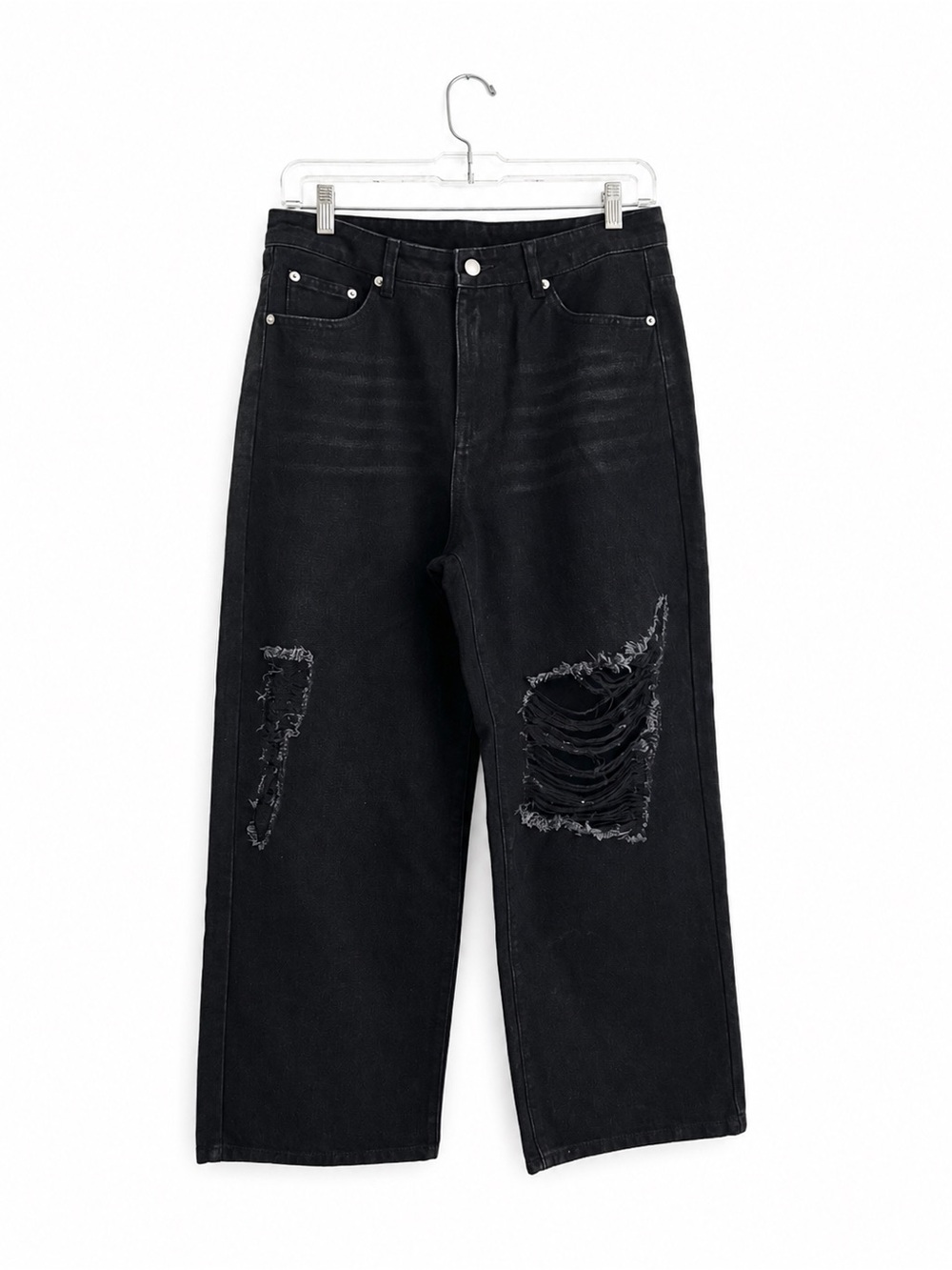 CIDER Black Ripped Women’s Jeans - Minimalist Straight Leg